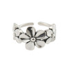 925 Sterling Silver Handmade Vintage Plumeria Flower Adjustable Ring