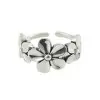 925 Sterling Silver Handmade Vintage Plumeria Flower Adjustable Ring