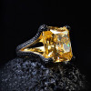 12ct Princess Cut Yellow Sapphire Bold Paved Ring