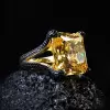 12ct Princess Cut Yellow Sapphire Bold Paved Ring