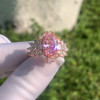 3ct Oval Cut Pink Sapphire Vintage Halo Floral Ring