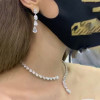 Luxury Pear Cut White Sapphire Necklace & Earrings Jewelry Set