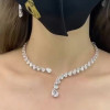 Luxury Pear Cut White Sapphire Necklace & Earrings Jewelry Set