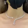 Luxury Pear Cut White Sapphire Necklace & Earrings Jewelry Set