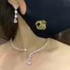 Luxury Pear Cut White Sapphire Necklace & Earrings Jewelry Set