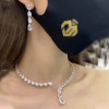 Luxury Pear Cut White Sapphire Necklace & Earrings Jewelry Set