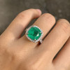 9.5ct Halo Cushion Cut Emerald Engagement Ring