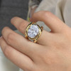 5.8ct Oval Cut White Sapphire Split Shank Engagement Ring