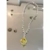 90ctw White and Cushion Cut Yellow Sapphire Statement Necklace