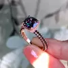 3ct Cushion Cut Rainbow Topaz Three-Sided Engagement Ring