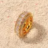 Five-Row Micro Pave Setting Princess Cut Eternity Band Ring