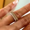 Paved White Sapphire Matte Square Wedding Band