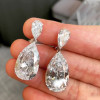 26ctw Huge Pear Cut White Sapphire Drop Earrings