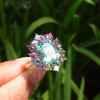 8.4ct Cushion Cut Green Sapphire Multicolor Halo Cocktail Ring