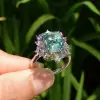 8.4ct Cushion Cut Green Sapphire Multicolor Halo Cocktail Ring