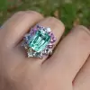 8.4ct Cushion Cut Green Sapphire Multicolor Halo Cocktail Ring