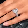 8.4ct Radiant Cut White Sapphire Eternity Engagement Ring