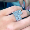 8.4ct Radiant Cut White Sapphire Eternity Wedding Ring Set