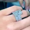 8.4ct Radiant Cut White Sapphire Eternity Wedding Ring Set