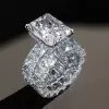 8.4ct Radiant Cut White Sapphire Eternity Wedding Ring Set
