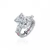 4ct Three-stone Emerald Cut White Sapphire Engagement Ring