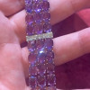 42ctw Oval Cut Amethyst Three Row Statement Bracelet