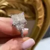 5.6ct Princess Cut Three Stone European Shank Engagement Ring