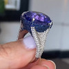 8ct Cushion Cut Tanzanite Blue Sapphire Paved Cocktail Ring
