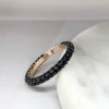 Round Cut Black Sapphire Three Sided Wedding Band
