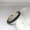 Round Cut Black Sapphire Three Sided Wedding Band