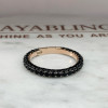 Round Cut Black Sapphire Three Sided Wedding Band