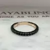 Round Cut Black Sapphire Three Sided Wedding Band