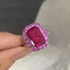 5ct Emerald Cut Multicolor Sapphire Halo Cocktail Ring