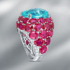 12ct Cushion Cut Paraiba Tourmaline and Ruby Cocktail Ring