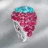 12ct Cushion Cut Paraiba Tourmaline and Ruby Cocktail Ring