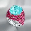 12ct Cushion Cut Paraiba Tourmaline and Ruby Cocktail Ring