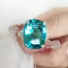12ct Cushion Cut Green Paraiba Tourmaline Cocktail Ring