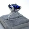 8ct Asscher Cut Blue Sapphire Engagement Ring