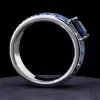 9.5ct Princess Cut Blue Sapphire Paved Engagement Ring