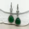 12ctw Pear-shaped Jade Drop Earrings