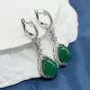 12ctw Pear-shaped Jade Drop Earrings