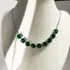 34ctw Round Cut Emerald Green Sapphire Adjustable Bolo Necklace