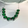 34ctw Round Cut Emerald Green Sapphire Adjustable Bolo Necklace