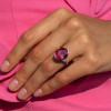 8ct Oval Cut Ruby Three Stone Engagement Ring