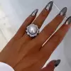 Pearl and Blue Sapphire Paved Bold Cocktail Ring