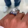 Pearl and Blue Sapphire Paved Bold Cocktail Ring