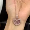 Halo Invisable Set Pink Sapphire Heart Necklace