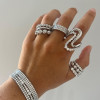 Round Cut White Sapphire Modern Wave Ring