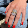 White Sapphire and Emerald Bold Cocktail Ring