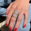 White Sapphire and Emerald Bold Cocktail Ring